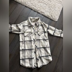 Thread & Supply Checkered polar fleece shacket in a grey combo color Sz Medium